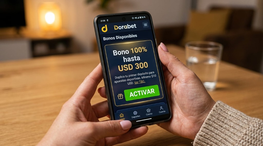 Activación manual del 100% de bienvenida hasta USD 300 en Dorabet